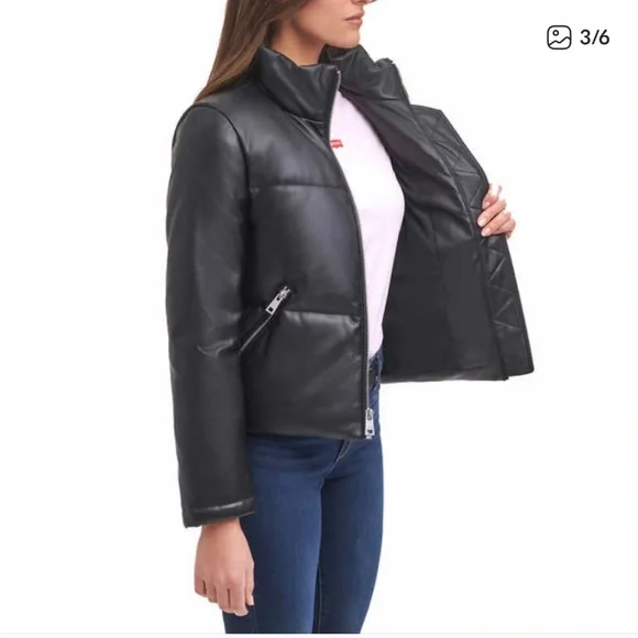 Levi’s faux leather puffer jacket - Picture 3 of 8
